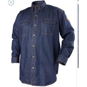NWT Black Stallion FS8-DNM FR Men's Small‎ Cotton Denim Long Sleeve Work Shirt